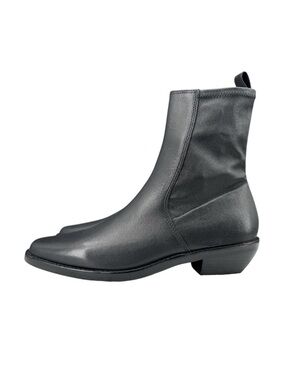 Madewell The Idris Stretch Ankle Leather Boot Size 7 Black